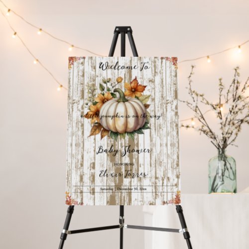 Rustic Autumn Leaves Little Pumpkin Baby Shower  Foam Board