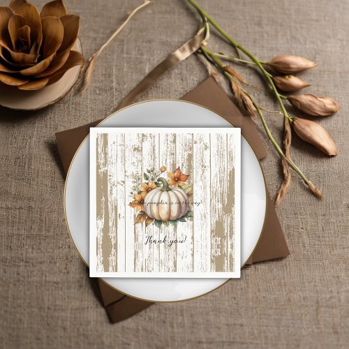 Rustic Autumn Leaves Little Pumpkin Baby Shower  Napkins