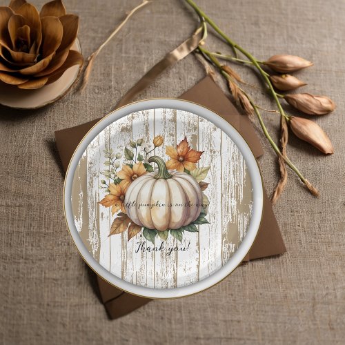 Rustic Autumn Leaves Little Pumpkin Baby Shower  Paper Plates