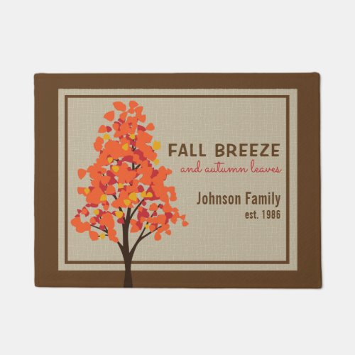 Rustic Autumn Leaves Monogram Fall Doormat