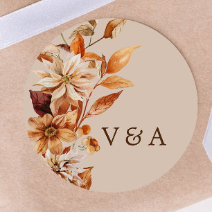 Rustic Autumn Leaves Monogrammed Sticker
