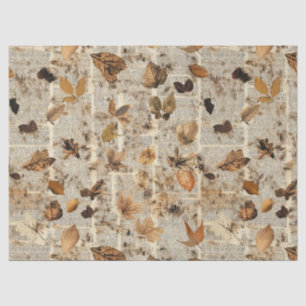 Rustic Autumn Leaves on Vintage Newspaper Tissue Paper