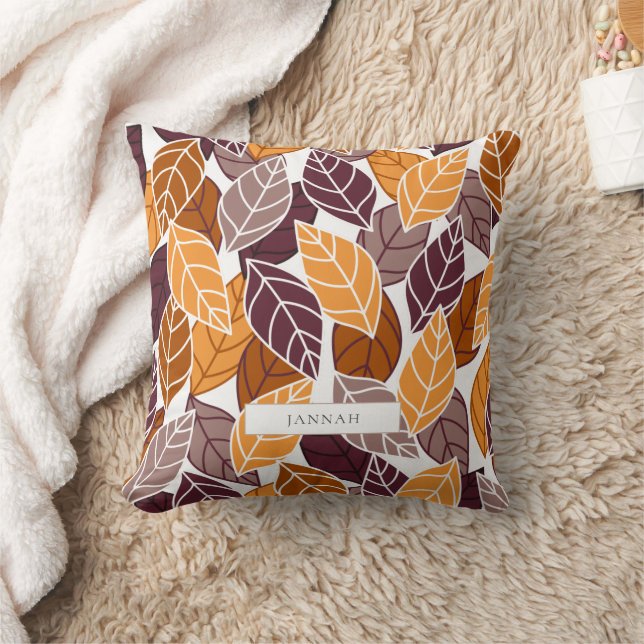 Rustic Autumn Leaves Pattern Decorative Throw Pillow (Blanket)