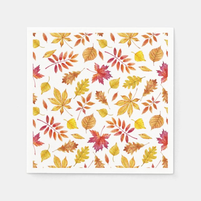 Rustic Autumn Leaves Pattern Thanksgiving Napkins (Front)