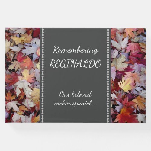 Rustic Autumn Leaves Pet Memorial Guest Book