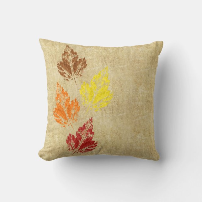 Rustic Autumn Leaves Pillow (Front)