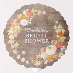 Rustic Autumn Leaves Pumpkin Bridal Shower Balloon