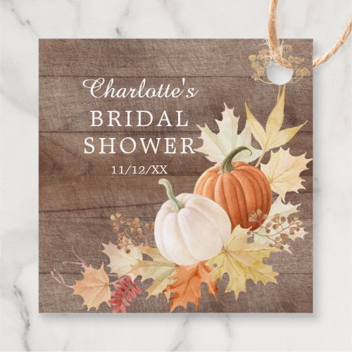 Rustic Autumn Leaves Pumpkin Bridal Shower Favor Favor Tags