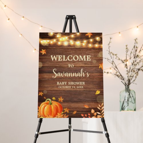 Rustic Autumn Leaves Pumpkin Welcome Sign