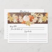 Rustic Autumn Leaves Pumpkins Floral Recipe Card (Front/Back)