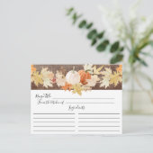 Rustic Autumn Leaves Pumpkins Floral Recipe Card (Standing Front)