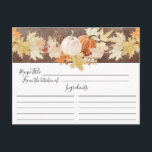 Rustic Autumn Leaves Pumpkins Floral Recipe Card<br><div class="desc">Watercolor rustic autumn leaf & pumpkins Recipe Card.  Front of card has space for the recipe title,  from the kitchen of & ingredients.  The back has line for directions.  Visit our shop to view  our fall leaves & pumpkin collection.</div>
