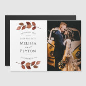 Rustic Autumn Leaves Save the Date Photo Magnet (Front/Back)