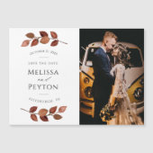 Rustic Autumn Leaves Save the Date Photo Magnet (Front)