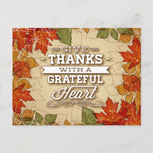 Rustic Autumn Leaves Thanksgiving Greetings Postcard (Front)