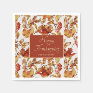 Rustic Autumn Leaves Thanksgiving Napkins