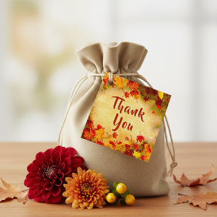 Rustic Autumn Leaves Vintage Old Paper Thank You Favor Tags