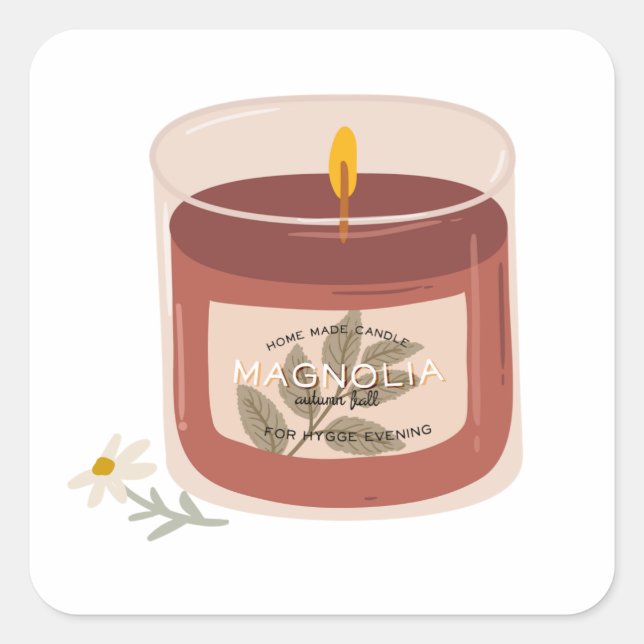 Rustic Autumn Magnolia Candle  Square Sticker (Front)