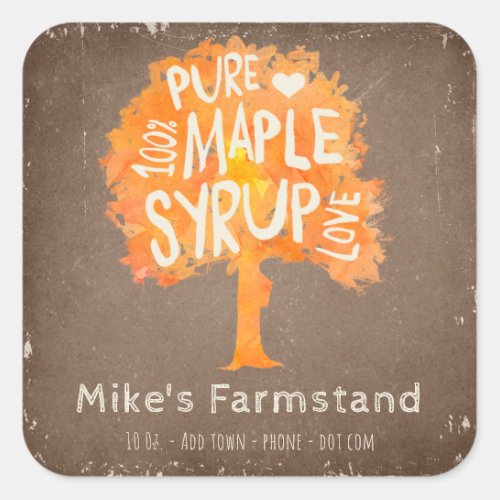 Rustic Autumn Maple Syrup Bottle Template Label