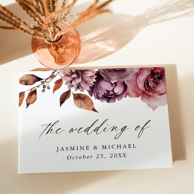 Rustic Autumn Marsala Floral Wedding Guest Book (Creator Uploaded)