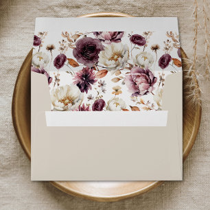 Rustic Autumn Marsala Floral Wedding Invitation Envelope