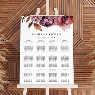 Rustic Autumn Marsala Floral Wedding Seating Chart Foam Board
