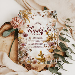 Rustic Autumn Meadow Thanksgiving Dinner Invitation
