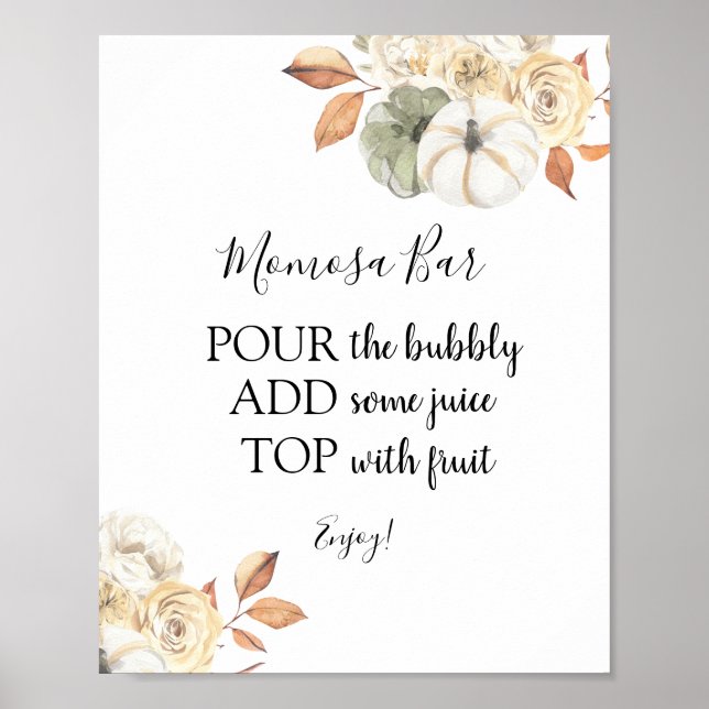 Rustic Autumn Momosa Bar Drink Sign (Front)