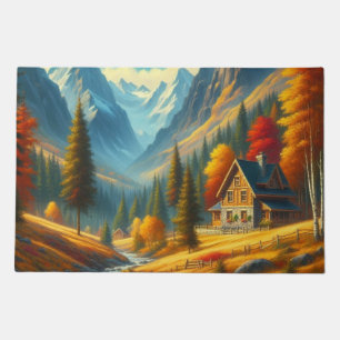 Rustic, Autumn mountain cottage & river Doormat