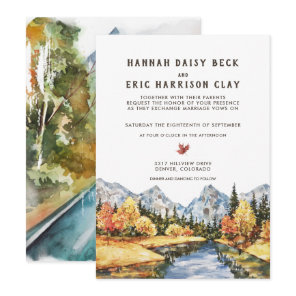Rustic Autumn Mountain Wedding Invitation