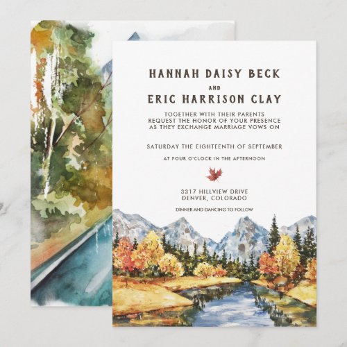 Rustic Autumn Mountain Wedding Invitation