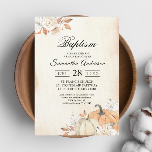 Rustic Autumn Orange Pumpkins  Flowers Invitation