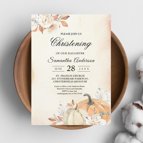 Rustic Autumn Orange Pumpkins  Flowers Invitation