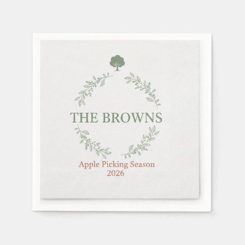 Rustic Autumn Orchard Apple Picking Picnic Napkins