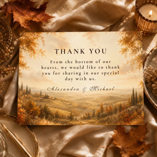 Rustic Autumn Outdoor Wedding Thank You Card