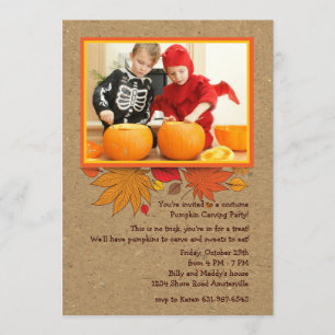 Rustic Autumn Photo Halloween Invitation
