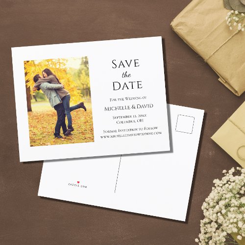 Rustic Autumn Photo Wedding Save The Date  Announcement Postcard