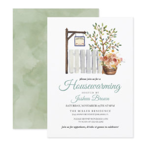 Rustic Autumn Picket Fence Housewarming Invitation