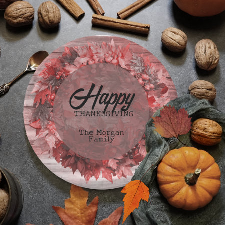 Rustic Autumn Pink Floral Wreath Thanksgiving