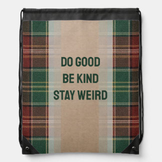 Rustic Autumn Plaid Drawstring Bag