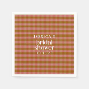 Rustic Autumn Plaid Geometric Custom Bridal Shower Napkins