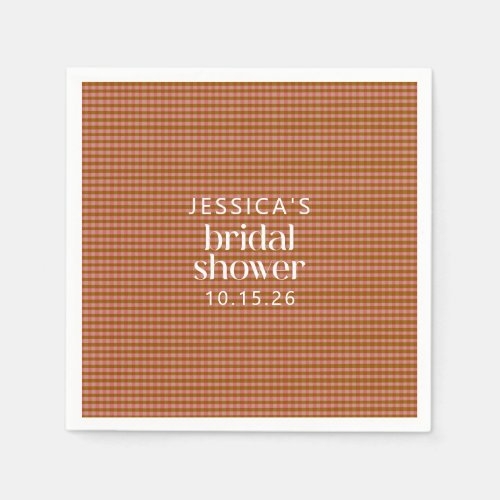 Rustic Autumn Plaid Geometric Custom Bridal Shower Napkins