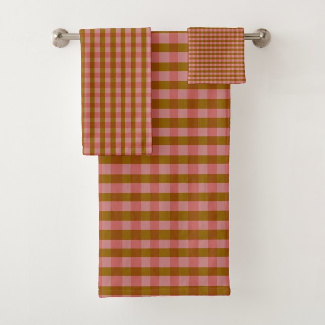 Rustic Autumn Plaid Geometric Pattern   Bath Towel Set (Insitu)