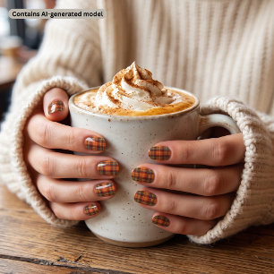 Rustic Autumn Plaid Minx Nail Art