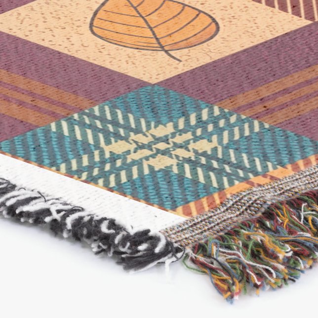 Rustic Autumn Plaid Throw Blanket – Cozy Fall Leav (Corner)