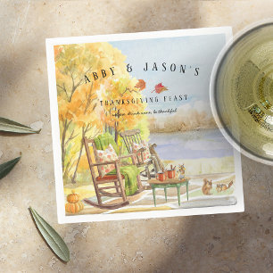 Rustic Autumn Porch   Thanksgiving Napkins