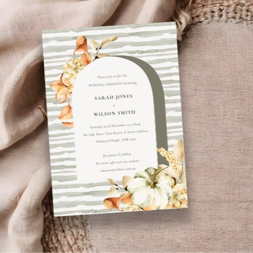 Rustic Autumn Pumpkin Arch Floral Wedding Invite