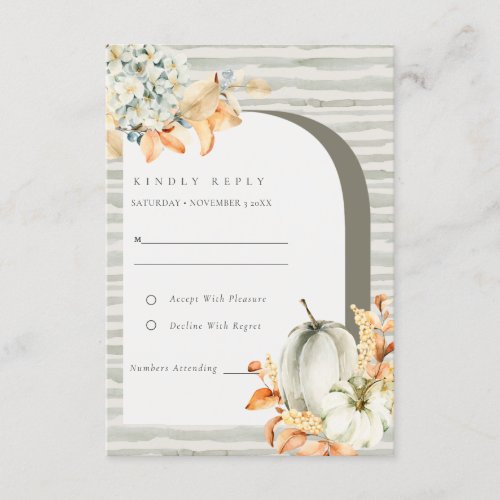 Rustic Autumn Pumpkin Arch Floral Wedding RSVP Enclosure Card