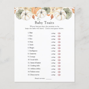 Rustic Autumn Pumpkin Baby Traits Shower Game