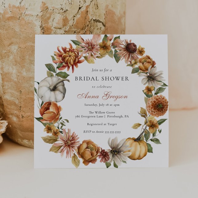 Rustic Autumn Pumpkin Bridal Shower Invitation (Creator Uploaded)
